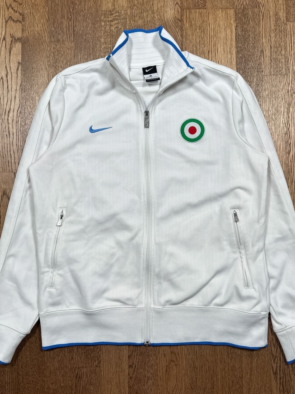 Nike 2010s Italy Soccer Team White Blue Full Zip Track Jacket Mens Large